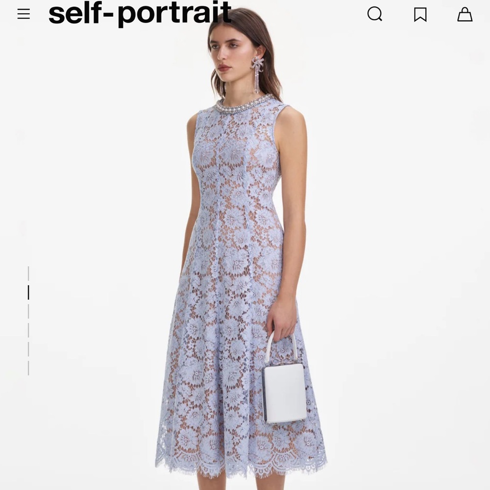 Self-Portrait Blue Lace Midi Dress